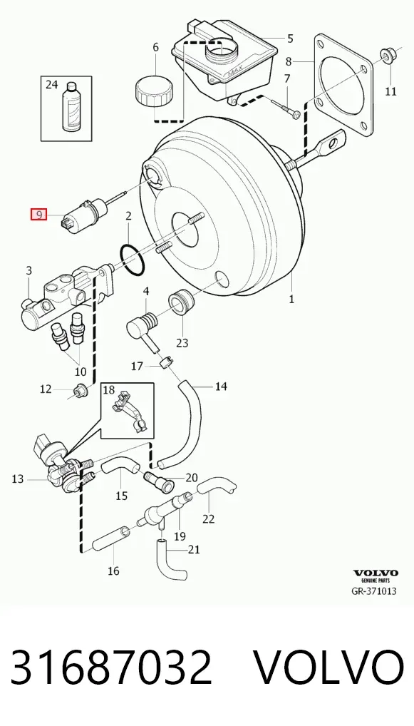 Zawór wzmacniacza podciśnieniowego hamulców 31687032 Volvo
