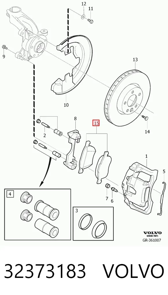 Klocki hamulcowe przednie tarczowe 32373183 Volvo