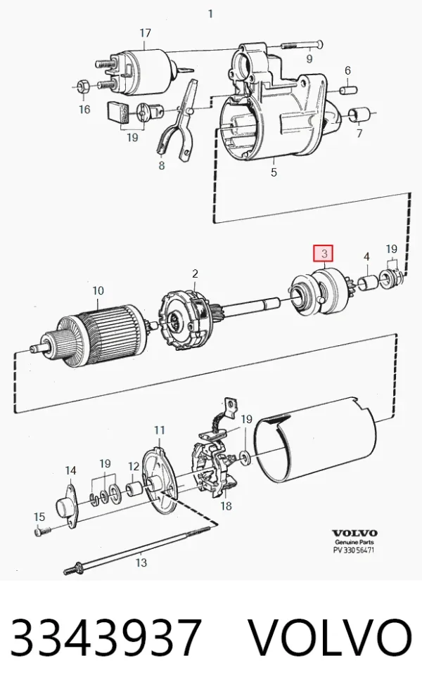 Bendiks rozrusznika 3343937 Volvo