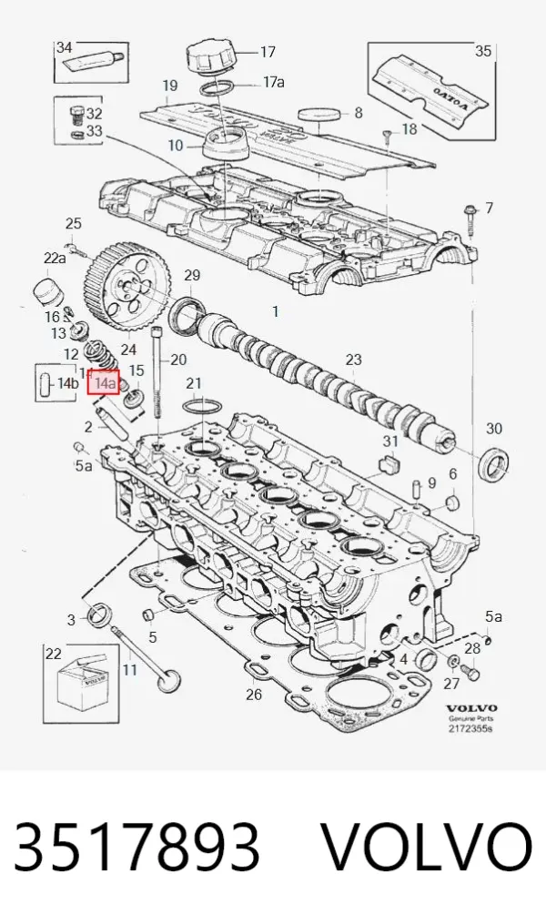 Uszczelniacz zaworu dolotowego/wylotowego 3517893 Volvo