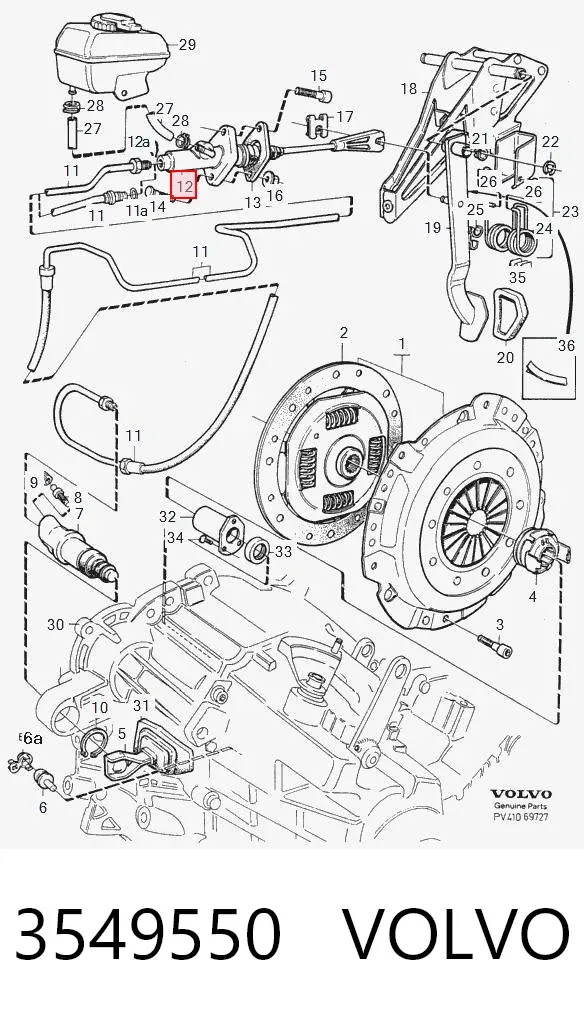 Cylinder sprzęgła główny 3549550 Volvo