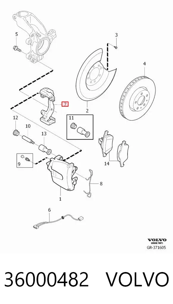 Jarzmo zacisku hamulcowego przedniego 36000482 Volvo