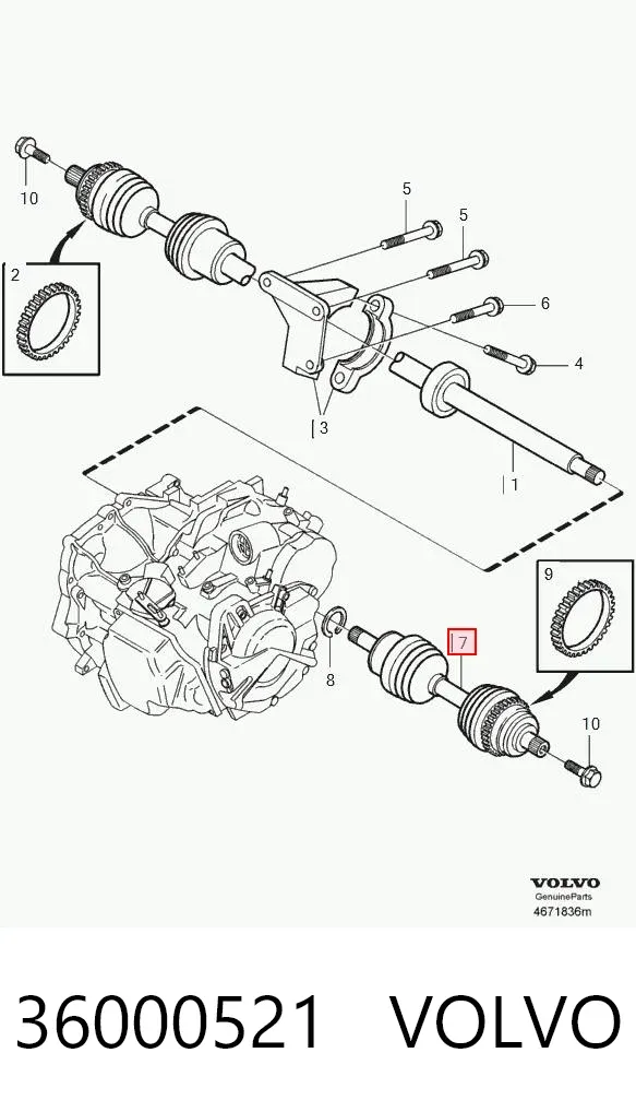 Półoś napędowa przednia lewa 36000521 Volvo