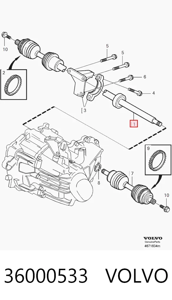 Półoś napędowa przednia prawa 36000533 Volvo