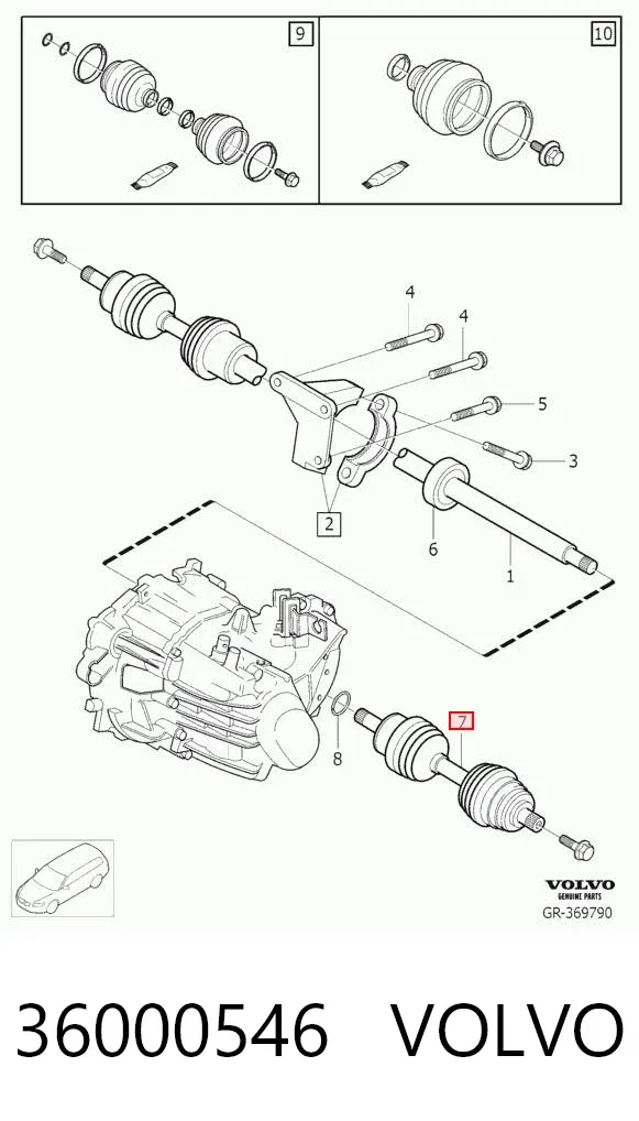 Półoś napędowa przednia lewa 36000546 Volvo