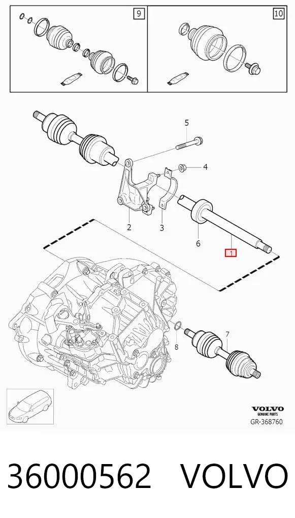 Półoś napędowa przednia prawa 36000562 Volvo
