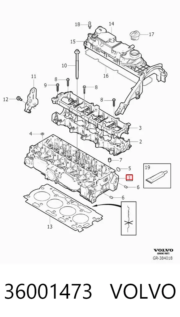 Głowica cylindrów 36001473 Volvo