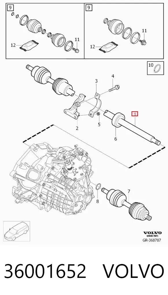 Przegub homokinetyczny przedni zewnętrzny 36001652 Volvo