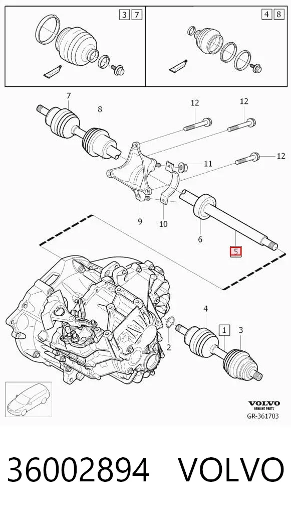 Półoś napędowa przednia prawa 36002894 Volvo