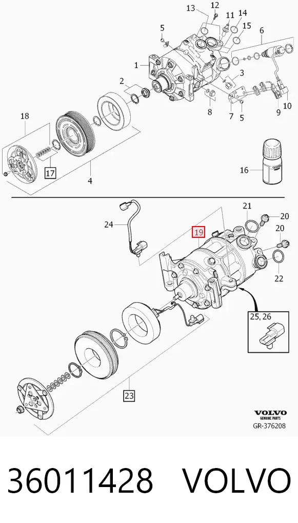 Sprężarka klimatyzacji 36011428 Volvo