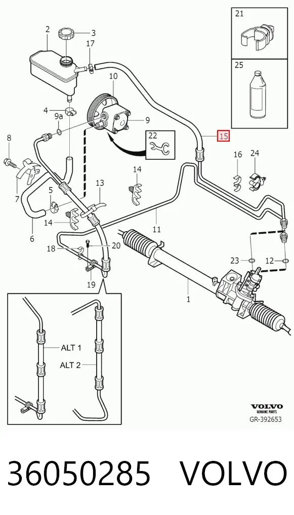 Listwa kierownicza (maglownica) 36050285 Volvo