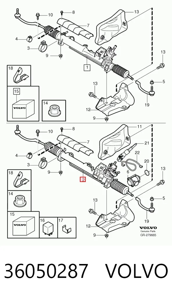 Listwa kierownicza (maglownica) 36050287 Volvo