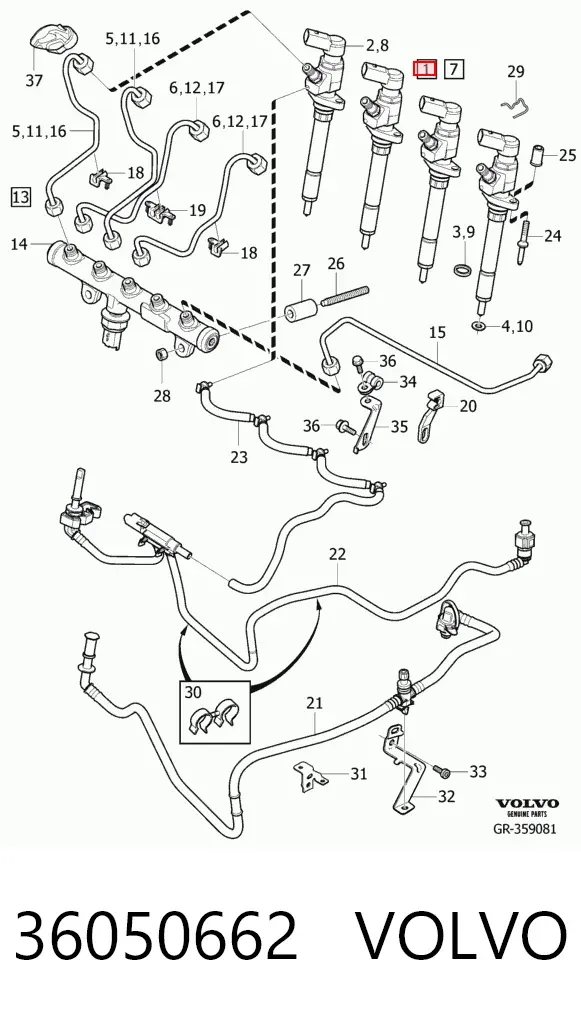 Wtryskiwacz paliwa 36050662 Volvo