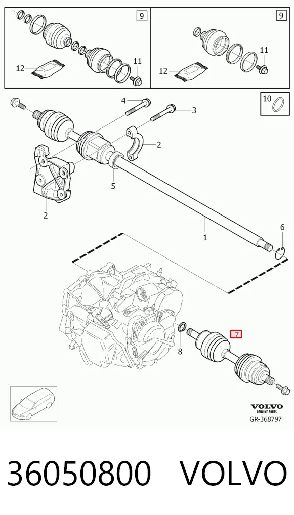 Przegub homokinetyczny przedni zewnętrzny 36050800 Volvo
