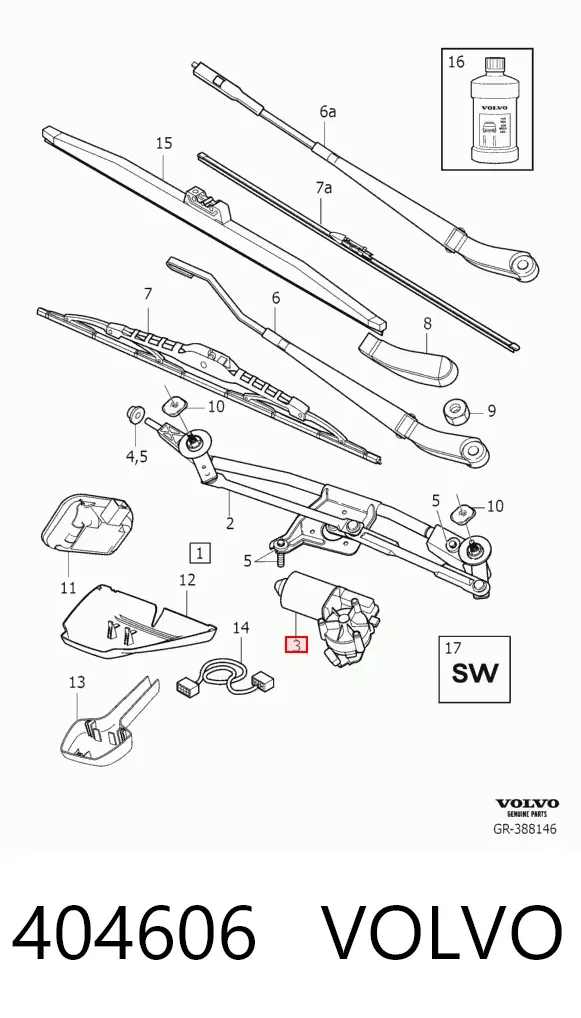Silniczek wycieraczki szyby przedniej 404606 Volvo
