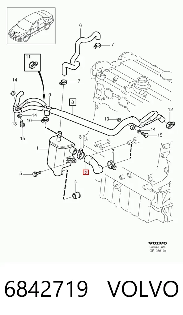 Króciec wentylacji kadłuba (separatora oleju) 6842719 Volvo