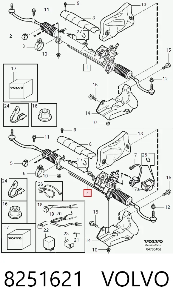 Listwa kierownicza (maglownica) 8251621 Volvo