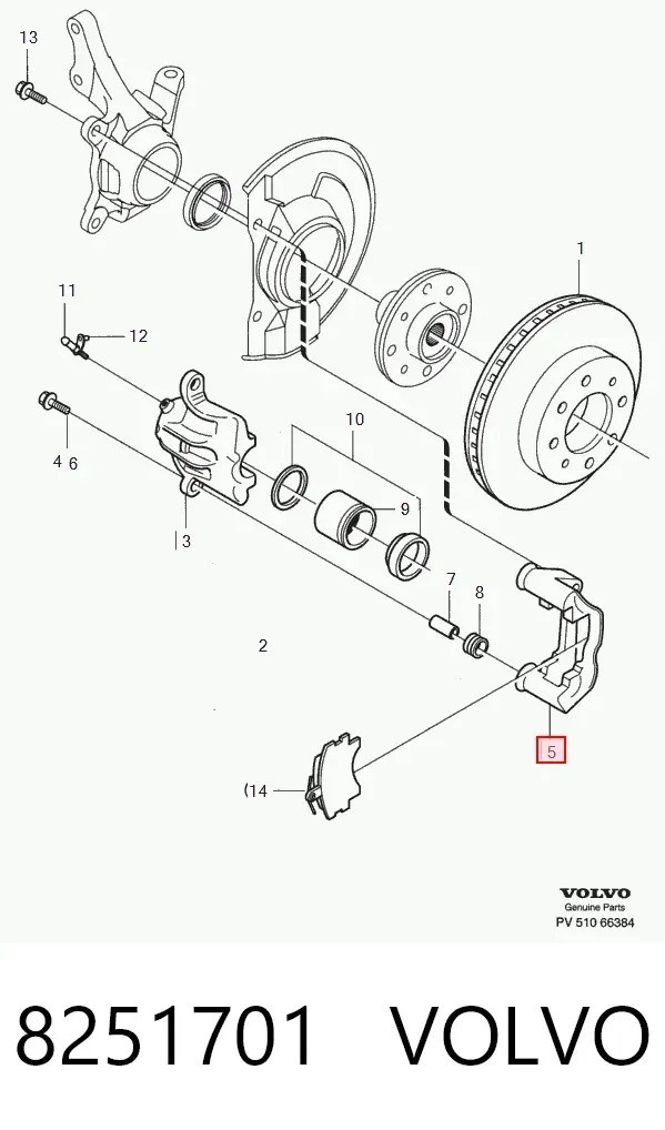 Jarzmo zacisku hamulcowego przedniego 8251701 Volvo