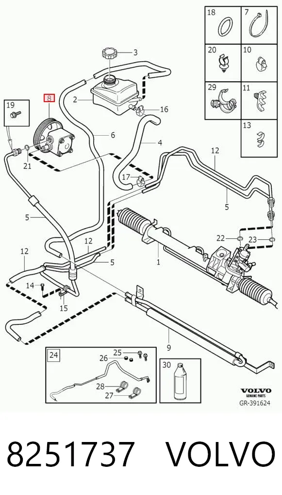 Pompa wspomagania hydraulicznego kierownicy 8251737 Volvo