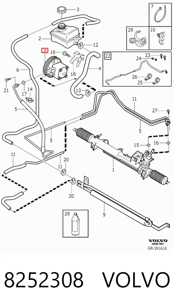 Pompa wspomagania hydraulicznego kierownicy 8252308 Volvo