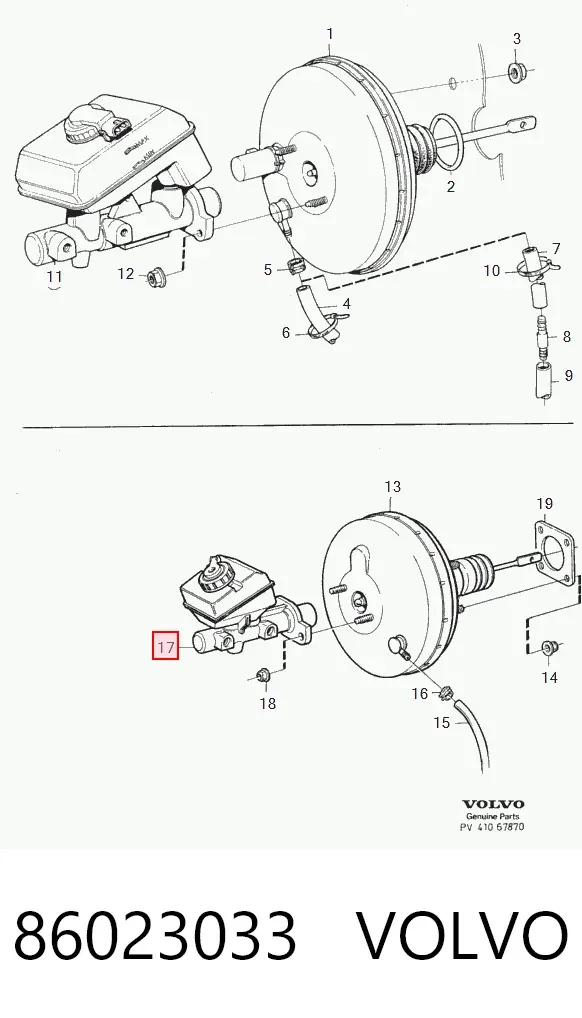 Główny cylinder hamulców 86023033 Volvo