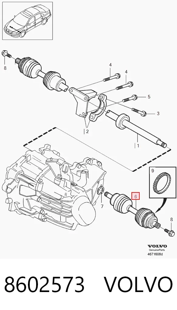 Przegub homokinetyczny wewnętrzny trójramienny 8602573 Volvo
