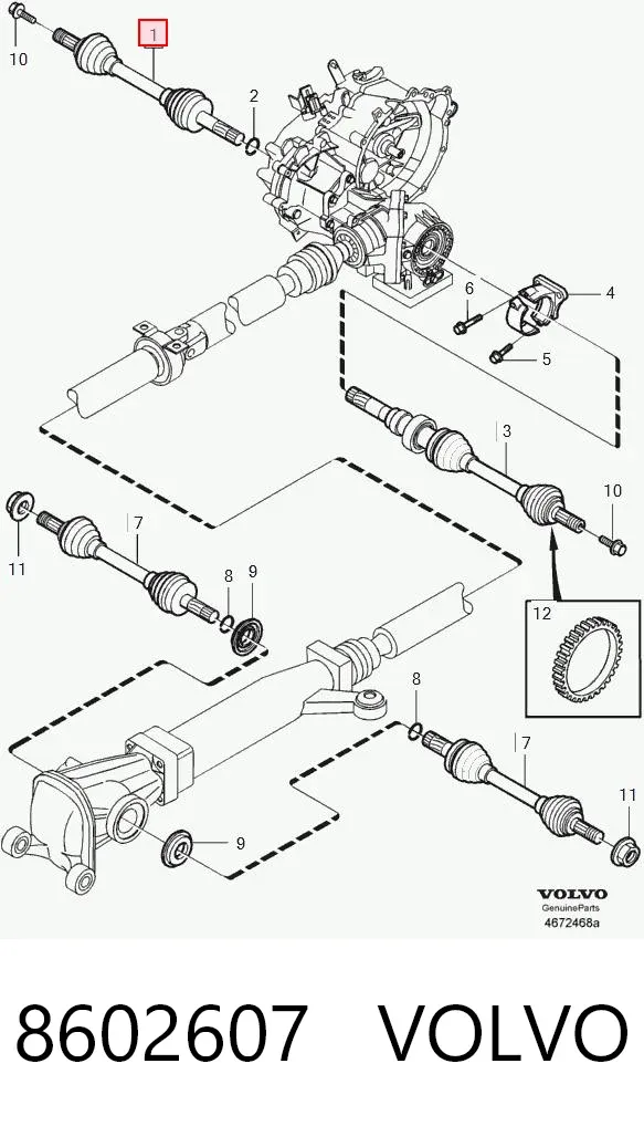 Półoś napędowa przednia lewa 8602607 Volvo