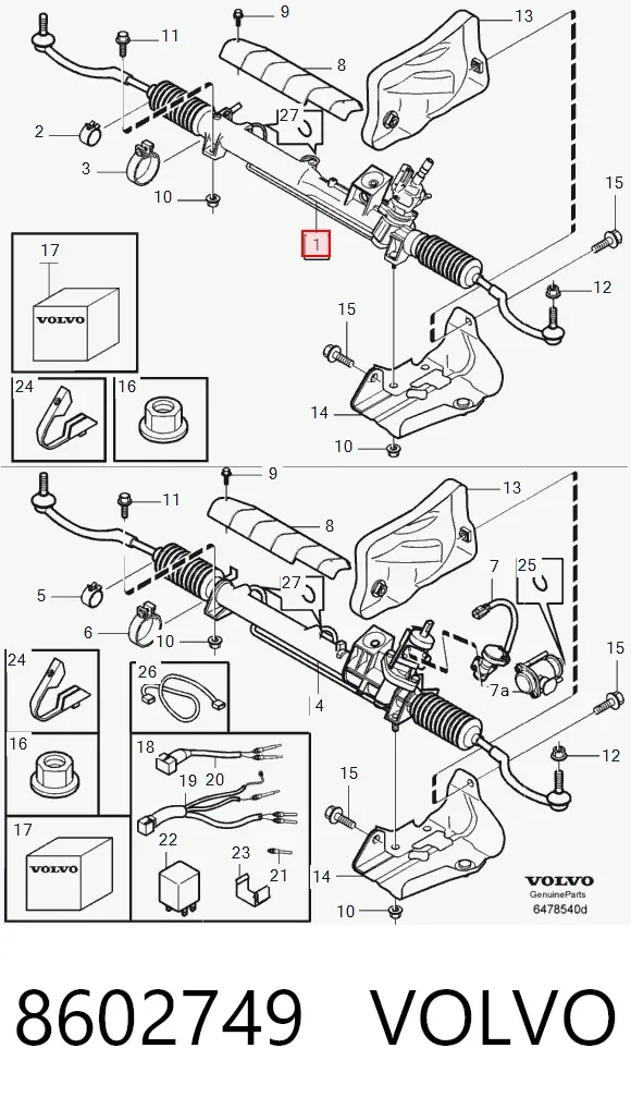 Listwa kierownicza (maglownica) 8602749 Volvo