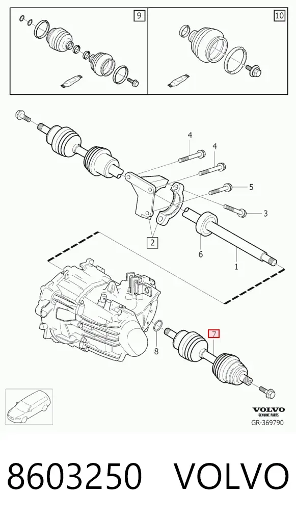 Półoś napędowa przednia lewa 8603250 Volvo