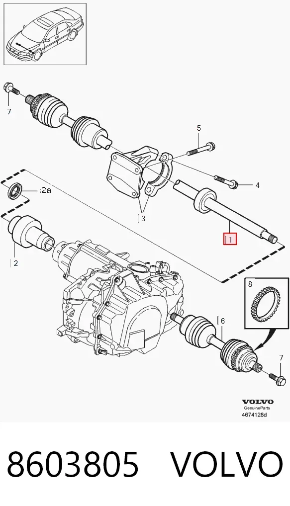Półoś napędowa przednia prawa 8603805 Volvo