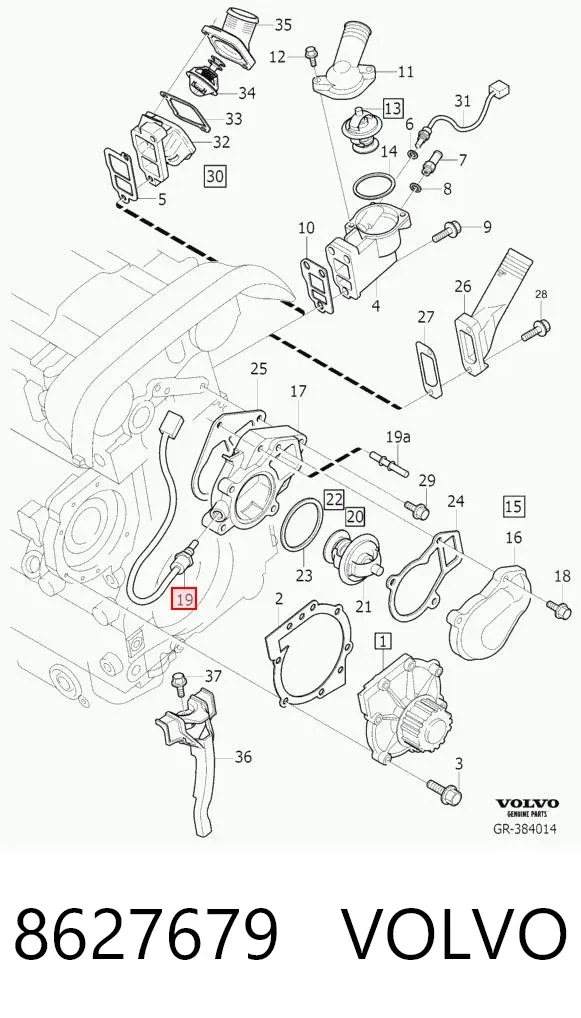 Czujnik temperatury płynu chłodzącego 8627679 Volvo