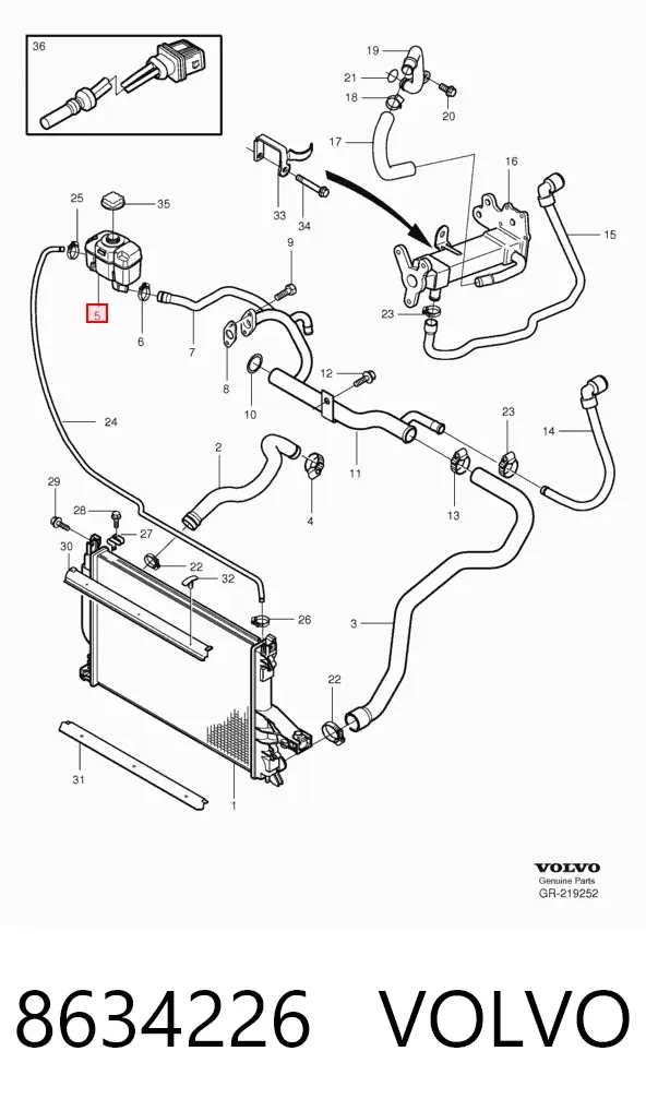 Zbiorniczek wyrównawczy układu chłodzenia 8634226 Volvo
