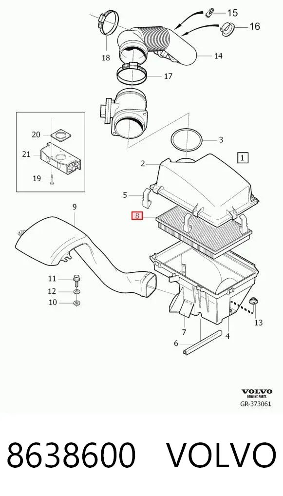 Filtr powietrza 8638600 Volvo