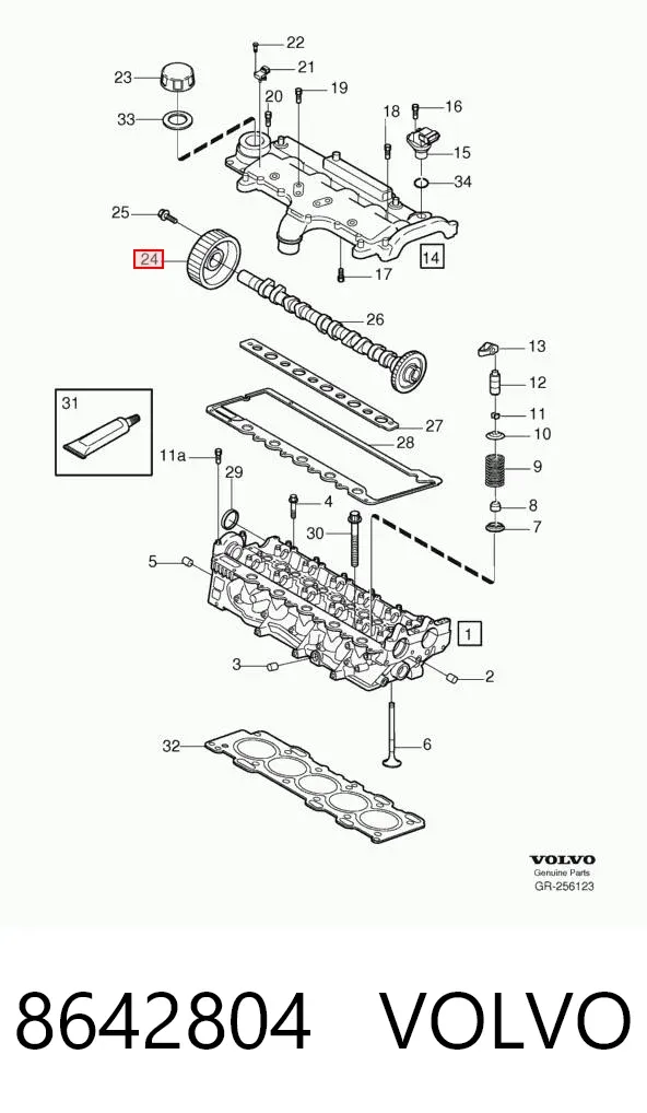 Koło zębatewalcowe wałka rozrządu silnika 8642804 Volvo