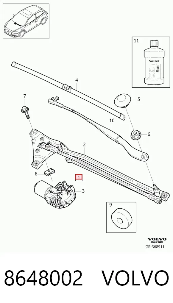 Mechanizm wycieraczek 8648002 Volvo