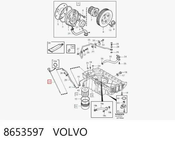 Bagnet poziomu oleju w silniku 8653597 Volvo