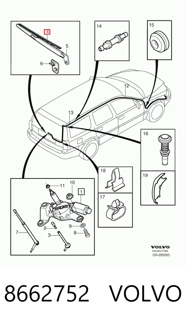Pióro wycieraczki szyby tylnej 8662752 Volvo
