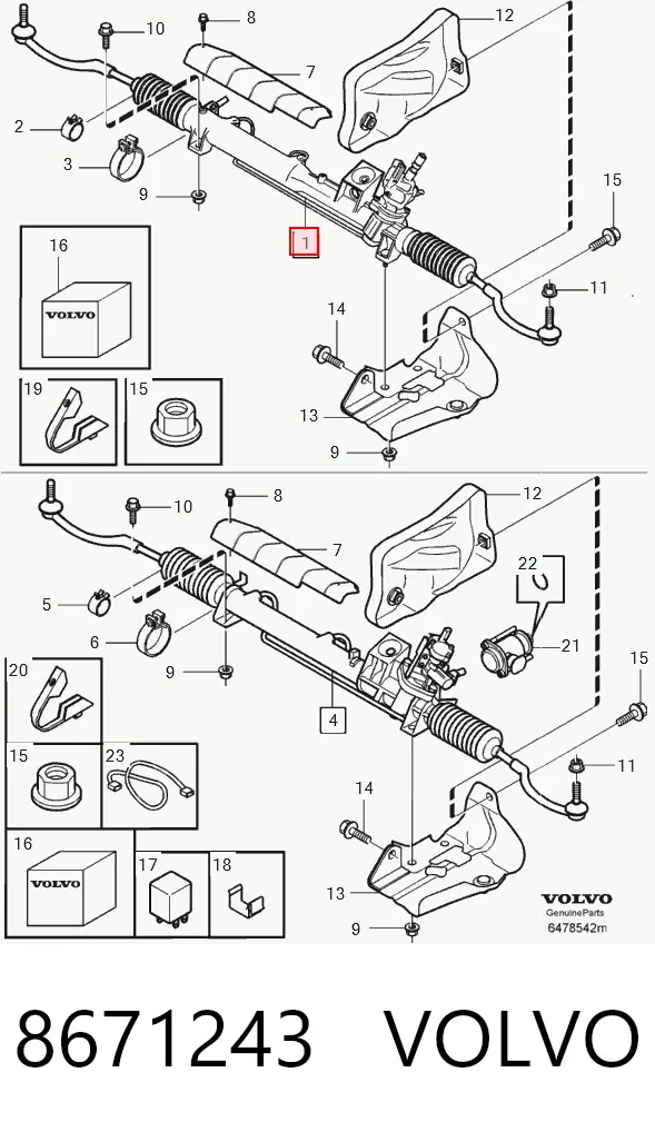 Listwa kierownicza (maglownica) 8671243 Volvo