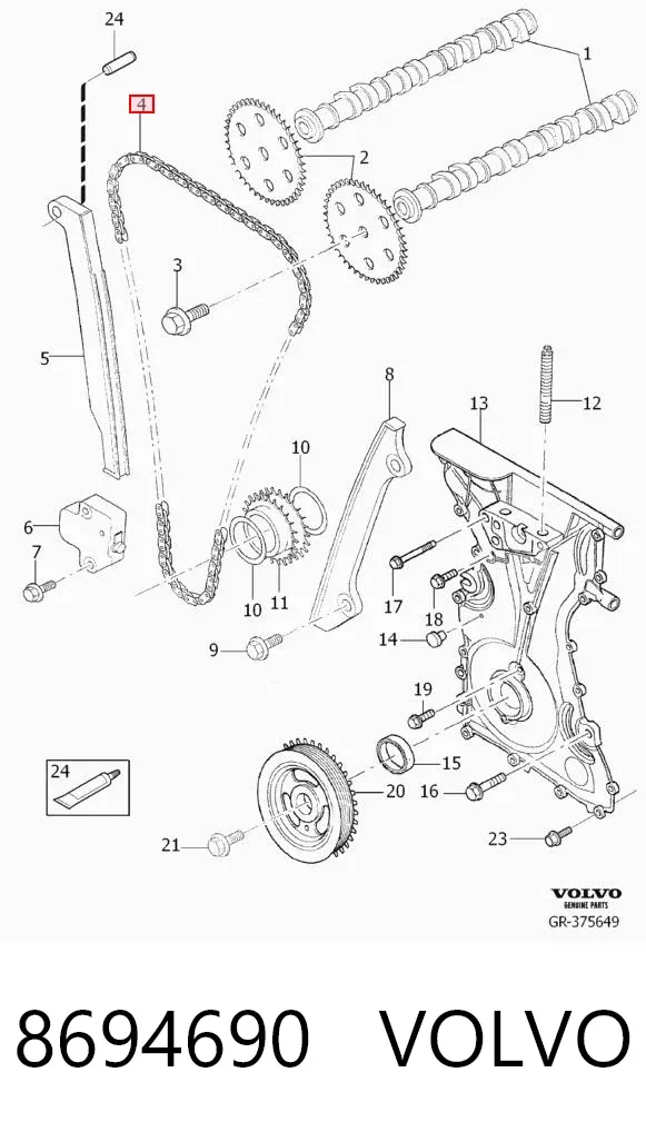 Łańcuch rozrządu 8694690 Volvo