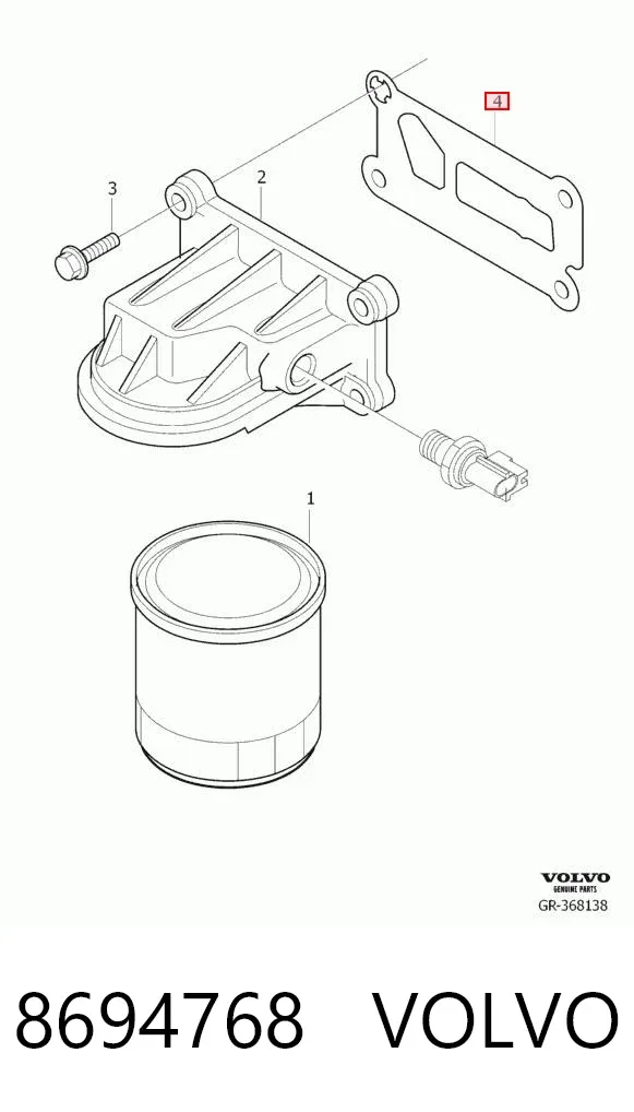 Uszczelka adaptera filtra oleju 8694768 Volvo