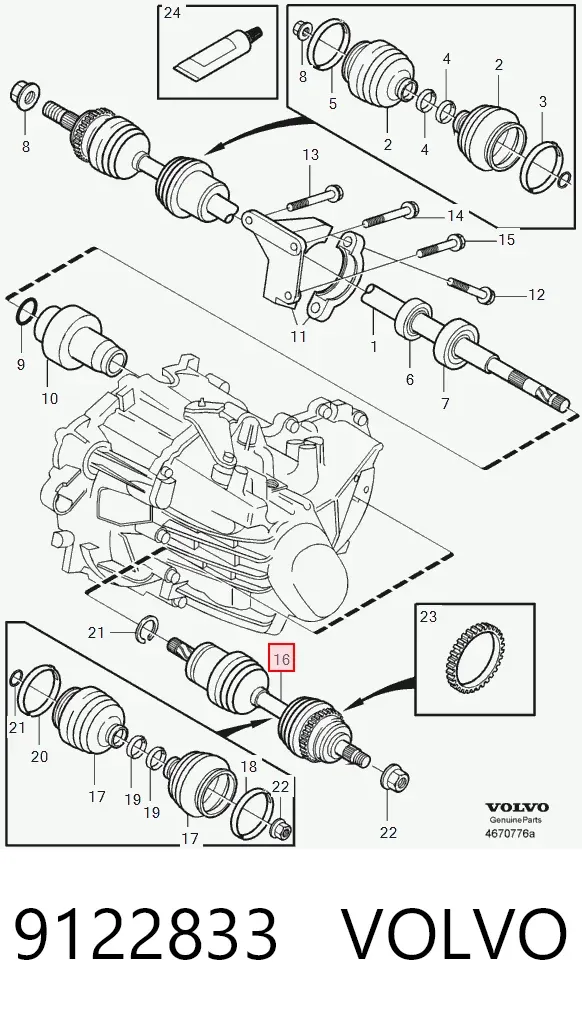 Półoś napędowa przednia lewa 9122833 Volvo