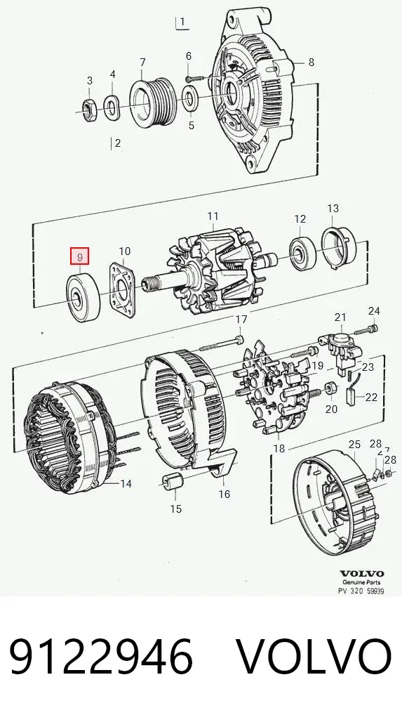 Łożysko alternatora 9122946 Volvo