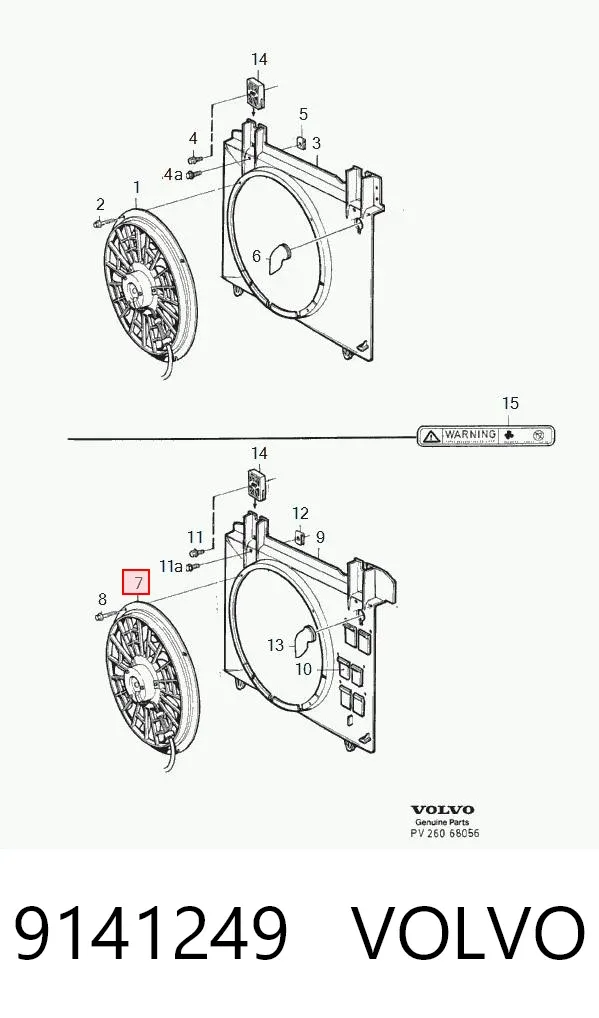 Wentylator elektryczny układu chłodzenia kompletny (silnik+wirnik) 9141249 Volvo