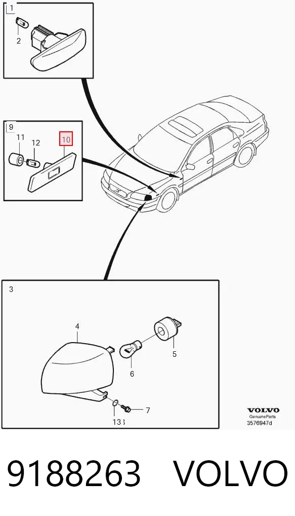 Lampa przeciwmgielna prawa 9188263 Volvo