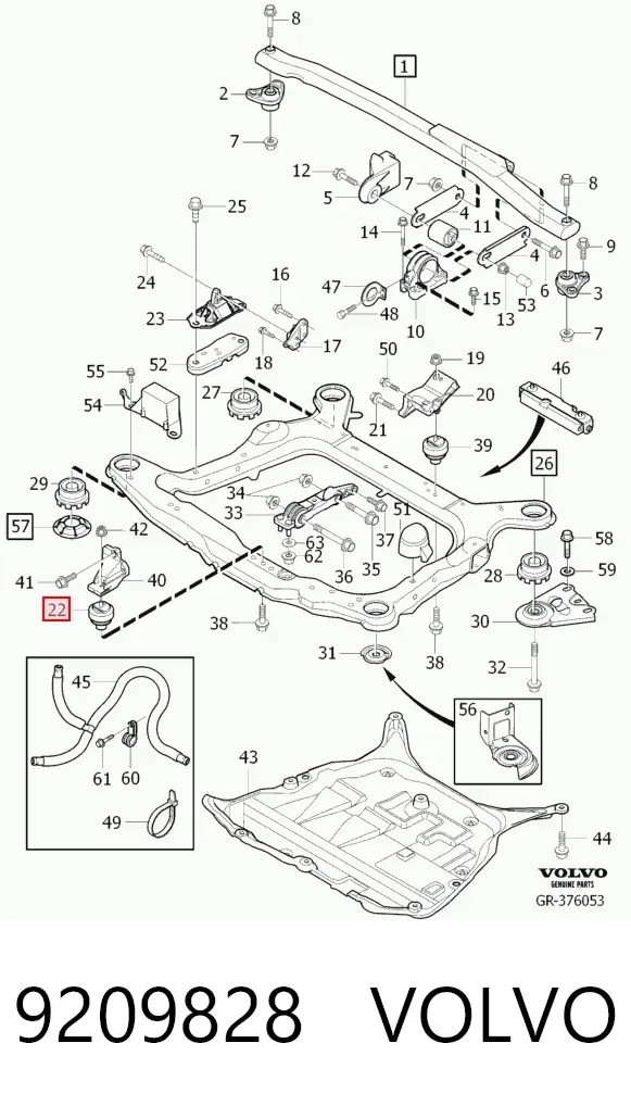 Poduszka (podpora) silnika przednia 9209828 Volvo