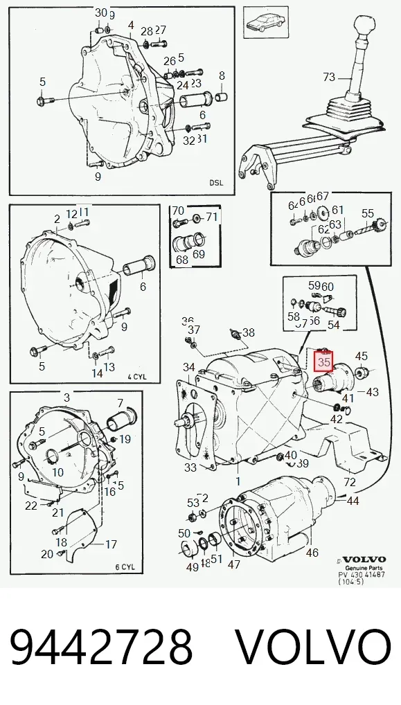 Czujnik włączania światła cofania 9442728 Volvo