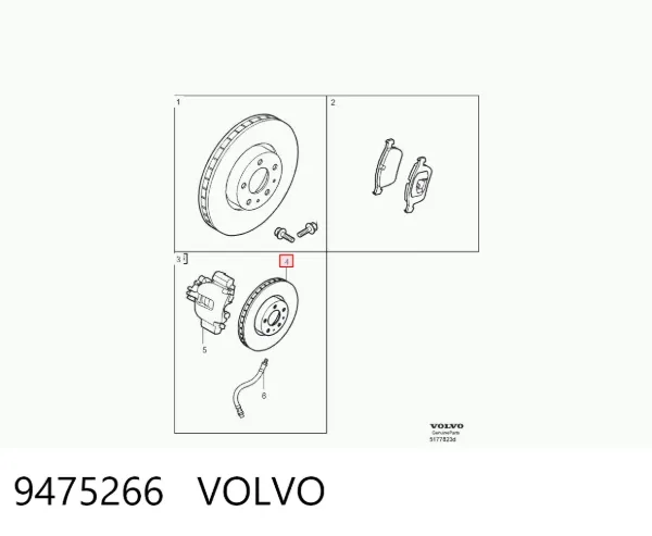 Tarcza hamulcowa przednia 9475266 Volvo