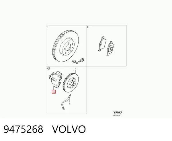 Zacisk hamulcowy przedni lewy 9475268 Volvo