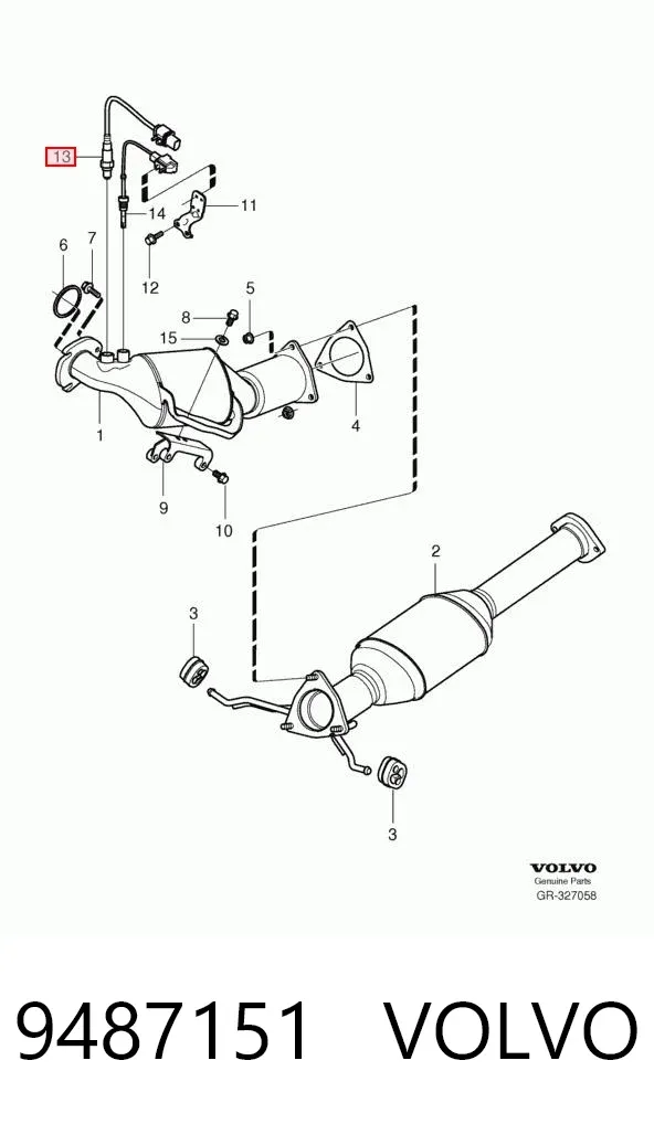 Sonda lambda czujnik tlenu przed katalizatorem prawy 9487151 Volvo
