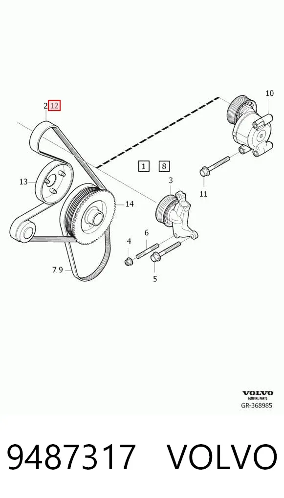 Pas napędowy mechanizmów 9487317 Volvo